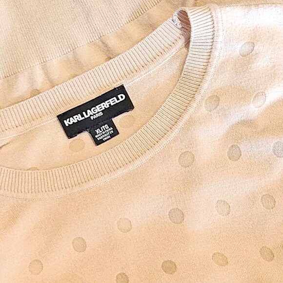 KARL LAGERFELD PARIS - Blush pink polka dot short sleeve sweater - Picture 10 of 10